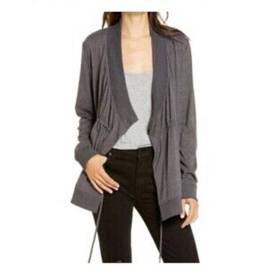 All Saints Womens Open Drape Jacket Grey Marl Soft Jersey Designer Sz 0 Small
